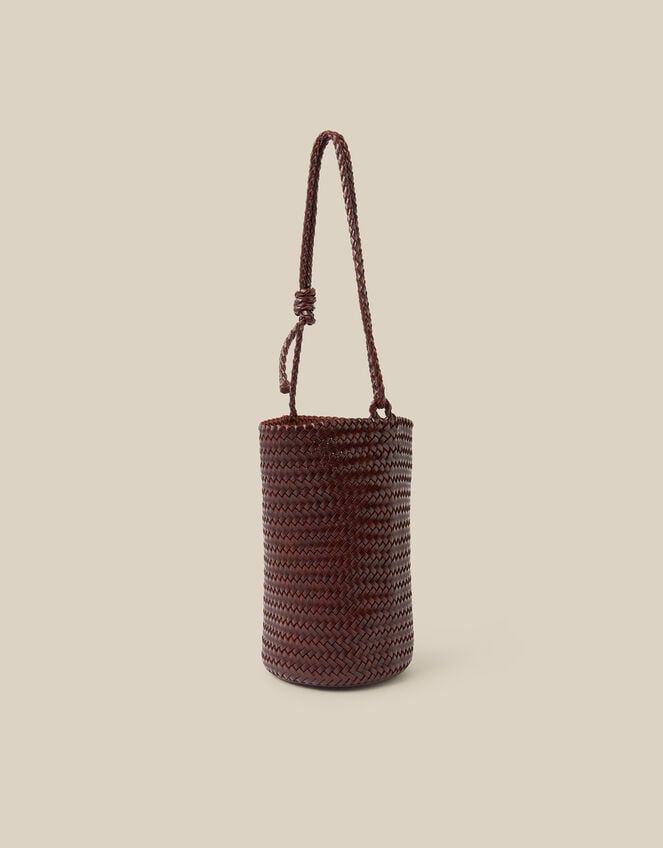 Marnie Woven Faux Leather Shoulder Bag, Brown (CHOCOLATE), large