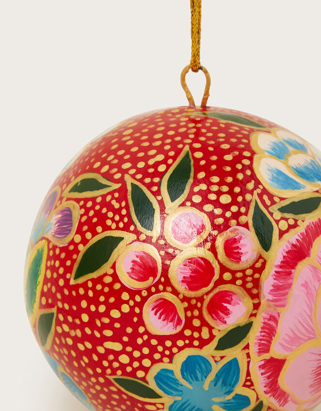 Hand Painted Floral Bauble, Red (RED), large