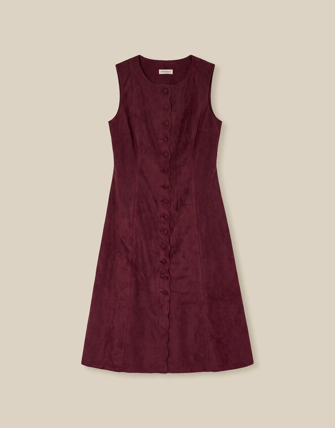 Isabel Sleeveless Faux Suede Midi Dress, Red (BURGUNDY), large