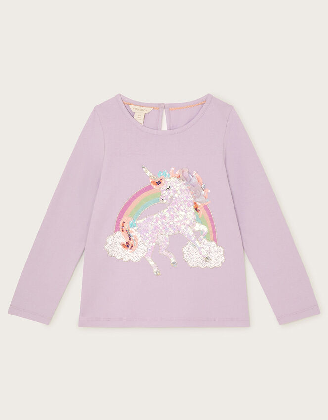 Unicorn Rainbow Long Sleeve T-Shirt, Purple (LILAC), large