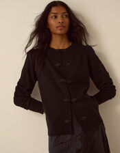 Faye Button Cardigan, Black (BLACK), large