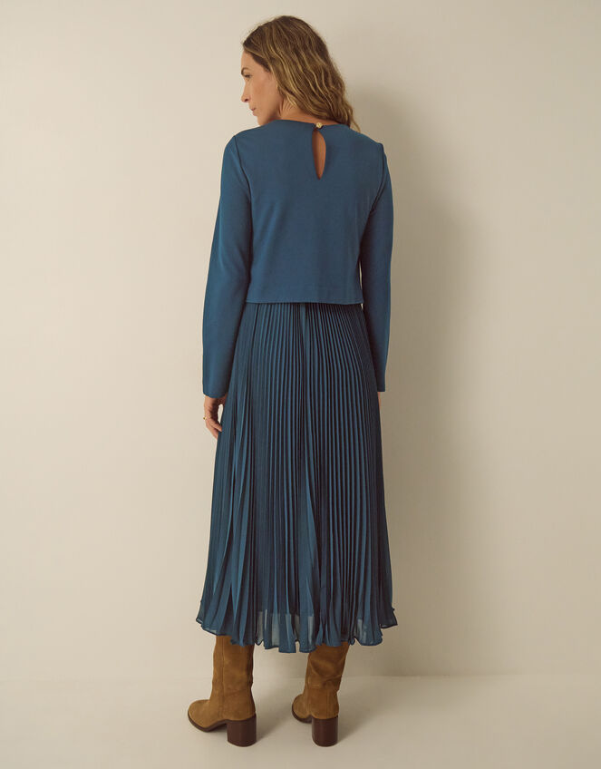 Penny Long Sleeve Pleated Midi Dress, Teal (TEAL), large