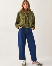 Jen Jersey Utility Jacket, Green (KHAKI), large