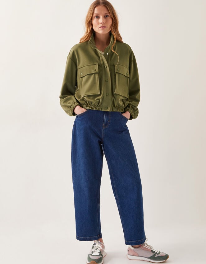 Jen Jersey Utility Jacket, Green (KHAKI), large