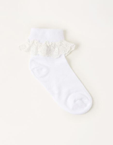 Flower Lace Socks White, White (WHITE), large