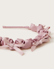 Satin Ruched Bow Headband, , large