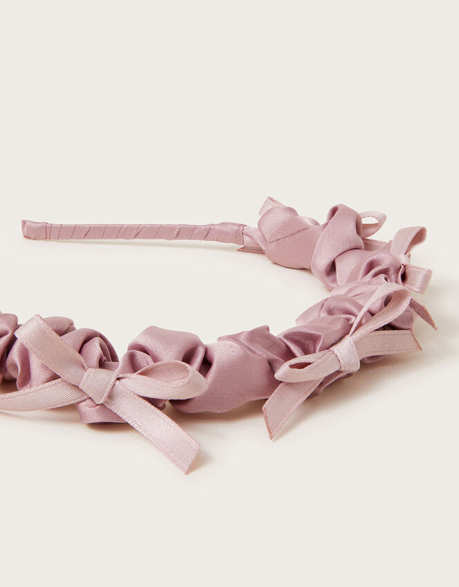 Satin Ruched Bow Headband, , large
