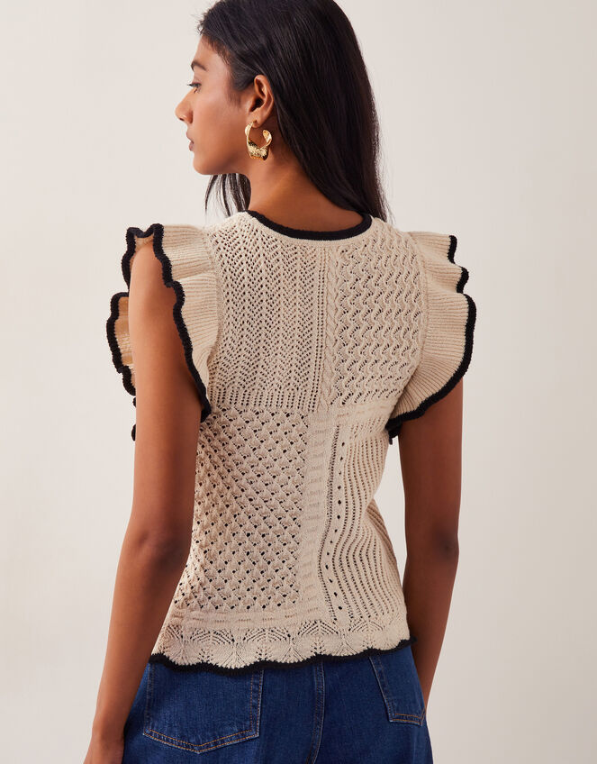 Ray Ruffle Knitted Tank Top, Ivory (IVORY), large