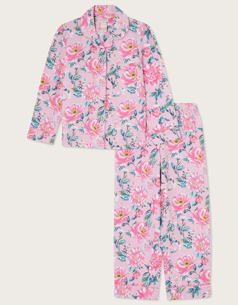 Floral Button Through Pyjama Set Pink, Pink (PINK), large