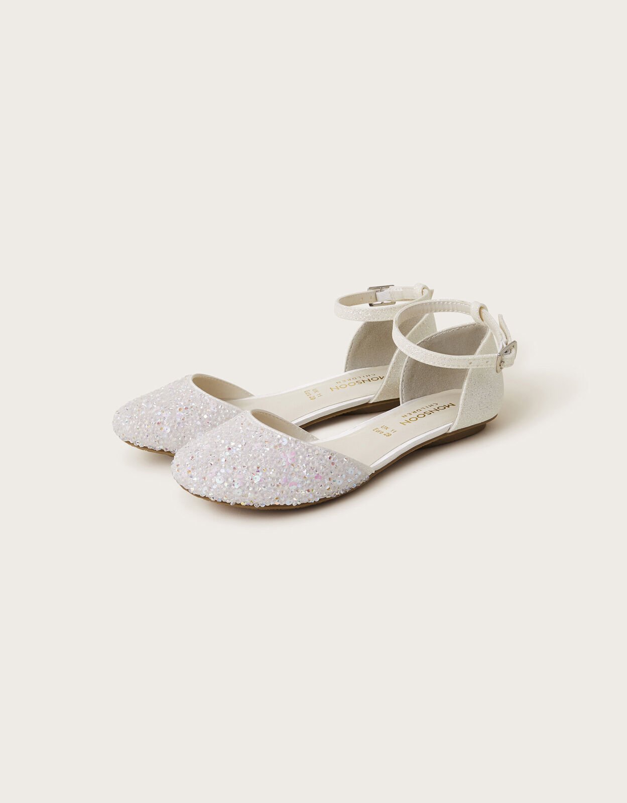 Sparkly Two Part Ballet Flats Ivory Girls Flat Shoes Monsoon