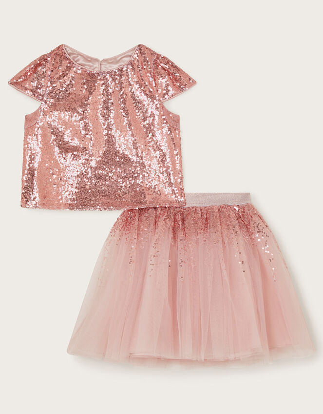 Sequin Top and Tutu Skirt Set, Pink (PALE PINK), large