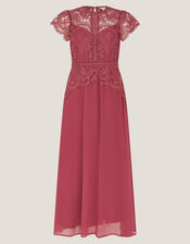 Monica Lace Midi Bridesmaid Dress, DARK PINK, large