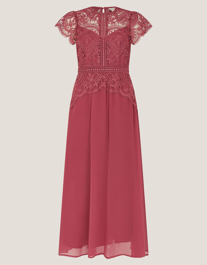 Monica Lace Midi Bridesmaid Dress, DARK PINK, large