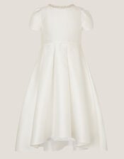 Isabella Short Sleeve Pearl-Embellished Dress, Ivory (IVORY), large