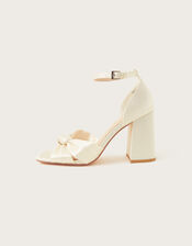 Satin Knot Block Heeled Sandals, Ivory (IVORY), large