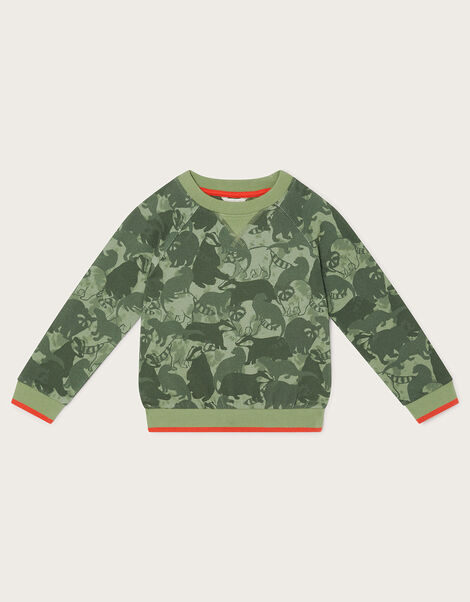 Animal Badger Sweatshirt, Green (KHAKI), large