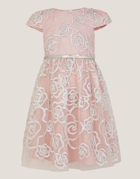 Rose Tinsel Party Dress, Pink (PINK), large