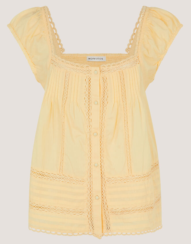 Olivia Lace Trim Top, Yellow (YELLOW), large