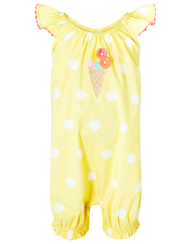 Newborn Baby Ice Cream Romper in Organic Cotton, Yellow (YELLOW), large