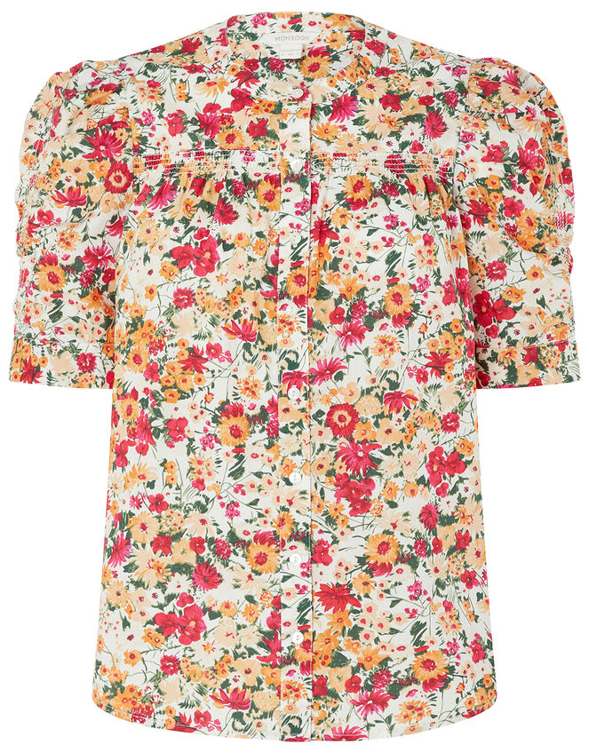 Julissa Floral Blouse in Organic Cotton, Ivory (IVORY), large