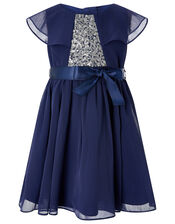 Baby Sequin Cape Dress in Recycled Fabric, Blue (NAVY), large