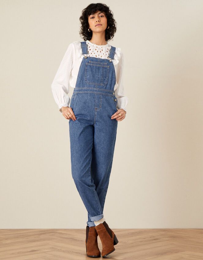 Tia Denim Dungarees, Blue (DENIM BLUE), large