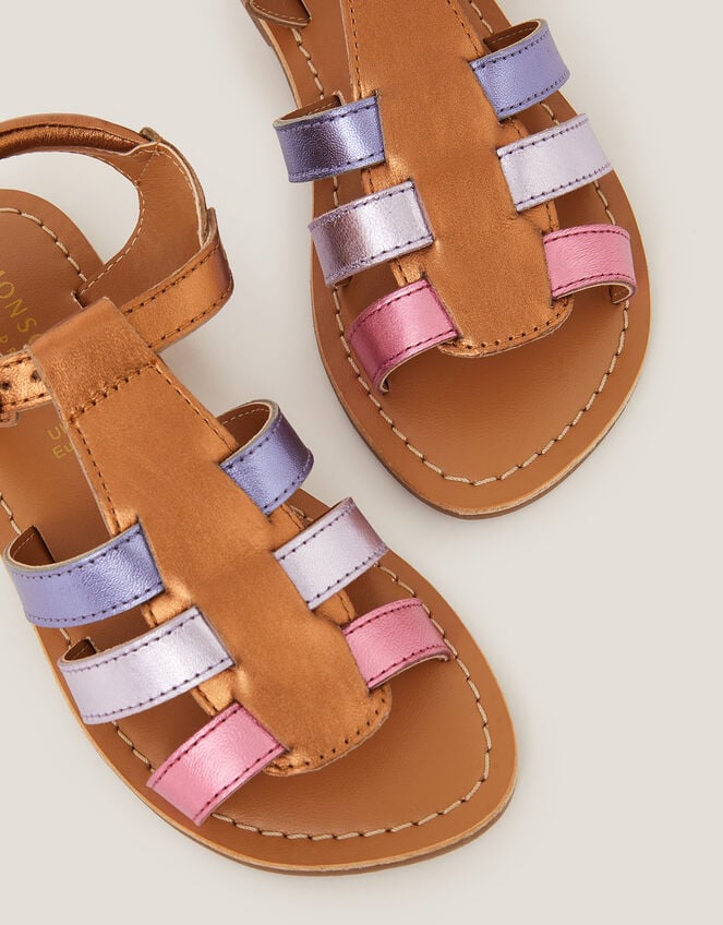 Metallic Leather Gladiator Sandals, Multi (MULTI), large