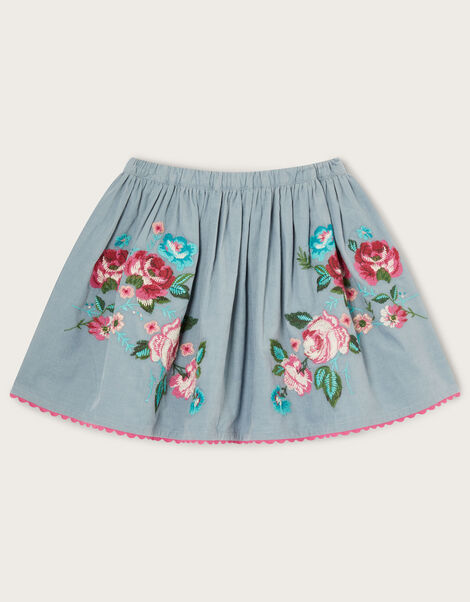 Boutique Roses Cord Skirt, Blue (BLUE), large