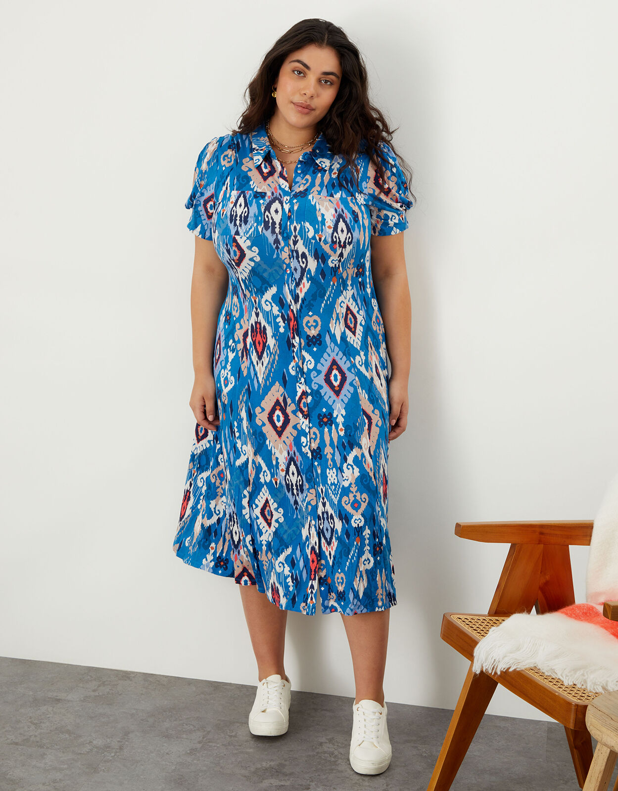 Darella Ikat Print Dress with LENZING™ ECOVERO™ Blue