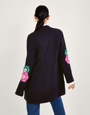 Hand Embroidered Midi Cardigan, Blue (NAVY), large