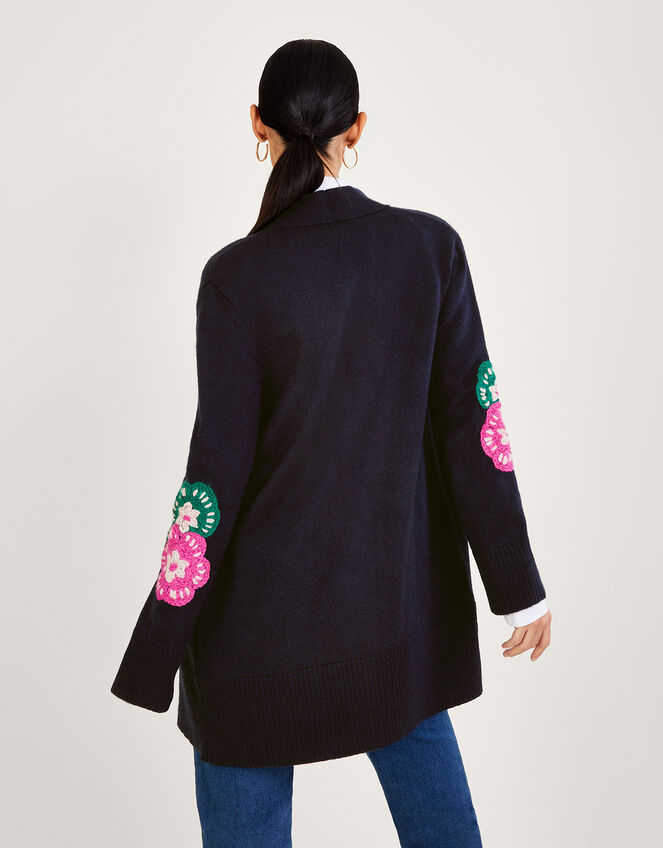Hand Embroidered Midi Cardigan, Blue (NAVY), large