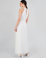Nikita Embellished Halter Bridal Maxi Dress, Ivory (IVORY), large