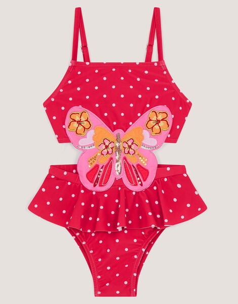 Embellished Butterfly Cut Out Swimsuit, Pink (PINK), large