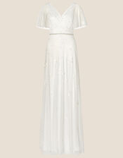 Gillian Spot Mesh Embellished Bridal Dress, Ivory (IVORY), large