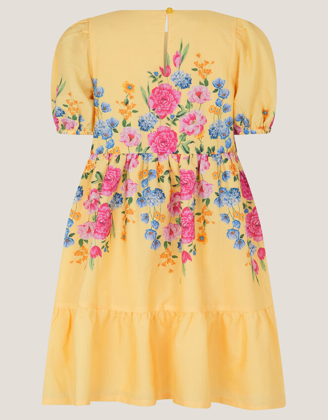 Floral Puff Sleeve Dress, Yellow (YELLOW), large