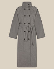 Elise Funnel Neck Wool Blend Coat, Grey (GREY), large