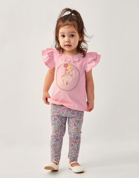 Baby Bunny T-shirt and Floral Leggings Set, Pink (PINK), large