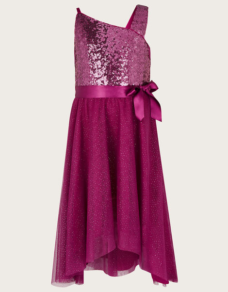 Sequin One-Shoulder Dress Raspberry, Raspberry (RASPBERRY), large