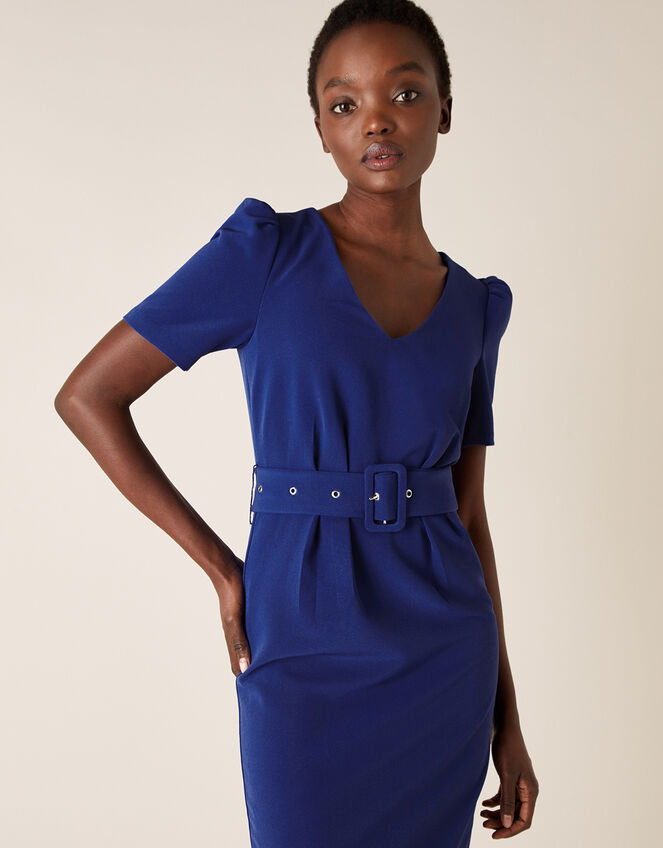 Stephanie Belted Shift Dress, Blue (COBALT), large