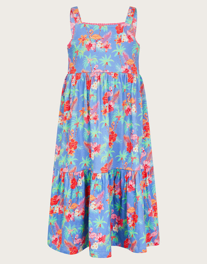 Flamingo Midi Dress, Blue (BLUE), large