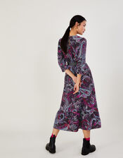 Cord Paisley Print Dress, Blue (NAVY), large