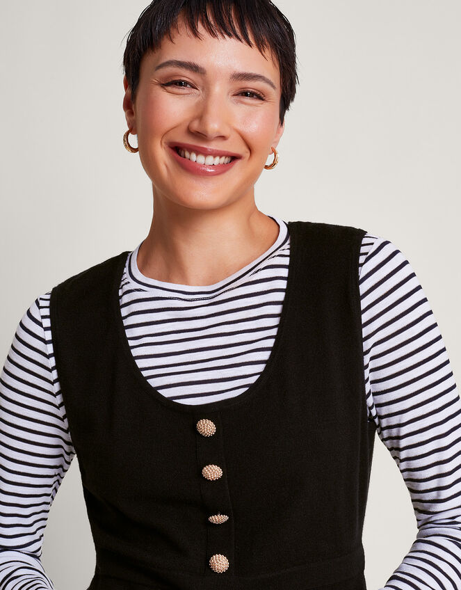 Phene Pinafore Mini Dress, Black (BLACK), large