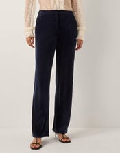 Mila Straight Velvet Trousers, Blue (MIDNIGHT), large