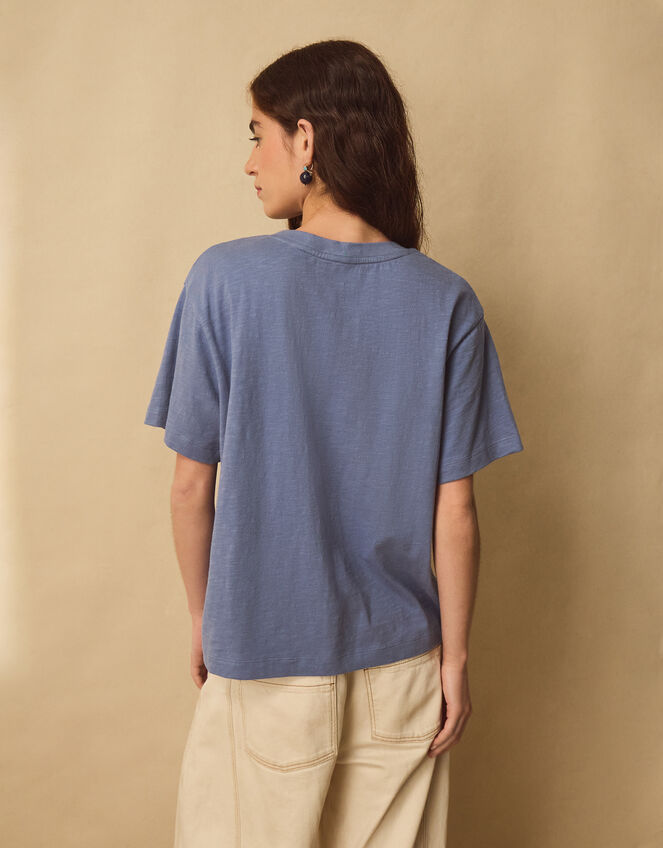 East Florence Floral Embroidered T-shirt, Blue (BLUE), large