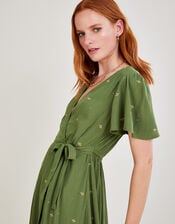 Embroidered Ditsy Dot Dress in LENZING™ ECOVERO™ , Green (KHAKI), large