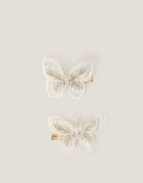2-Pack Embroidered Butterfly Hair Clips, , large