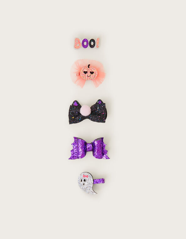 5-Pack Glitter Halloween Hair Clips, , large