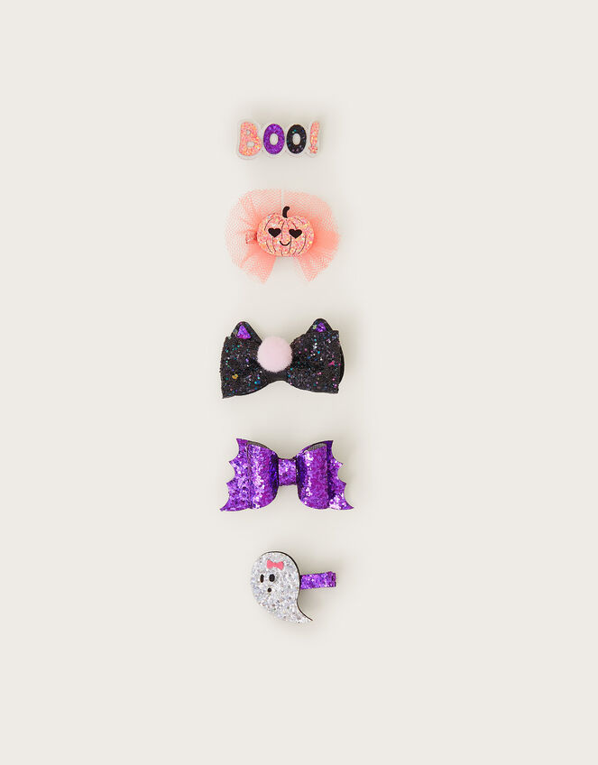 5-Pack Glitter Halloween Hair Clips, , large
