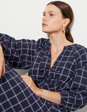 Frankie Tie Front Check Print Maxi Dress, Blue (NAVY), large