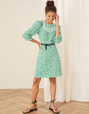 Mona Ditsy Floral Jersey Dress, Green (GREEN), large